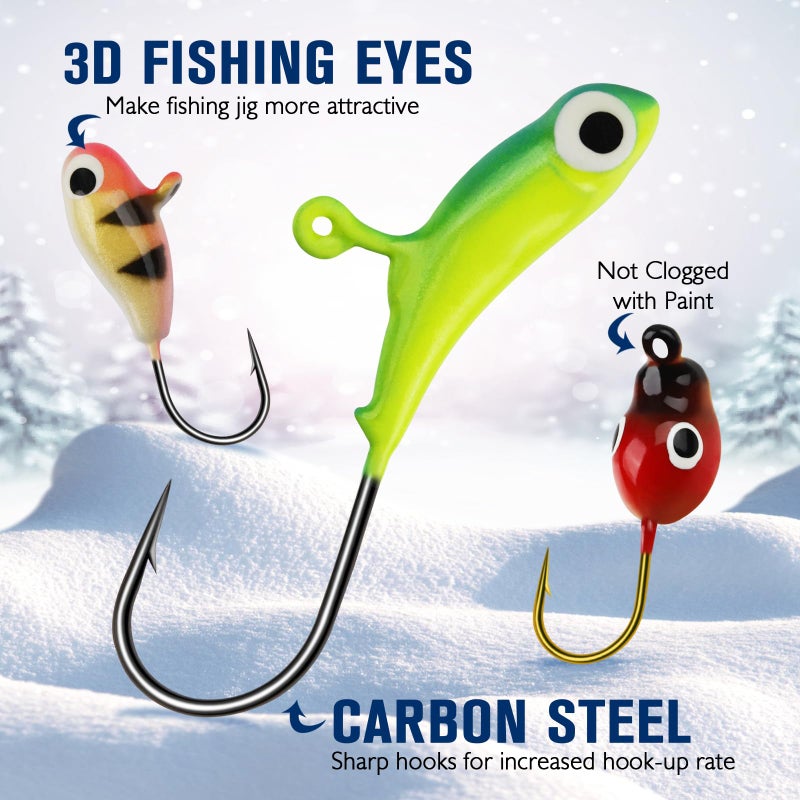 Dovesun Ice Fishing Jigs Kit 87pcs, Ice Fishing Lures Glow in The Dark Ice Jigs with Adjustable Ice Fishing Gear for Panfish Crappie Walleye Jigs Set - Image 3